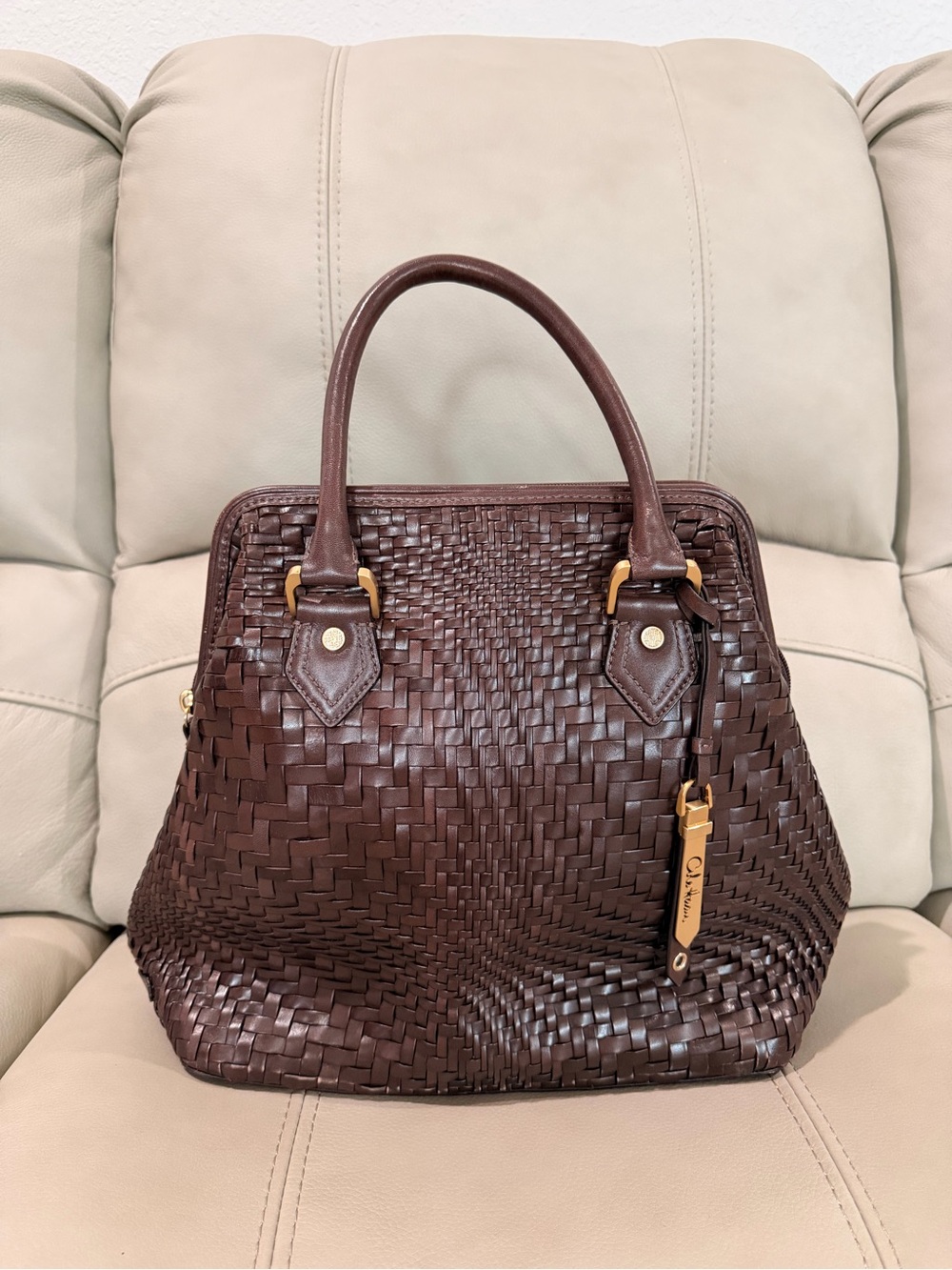Cole haan handbags brown woven leather
